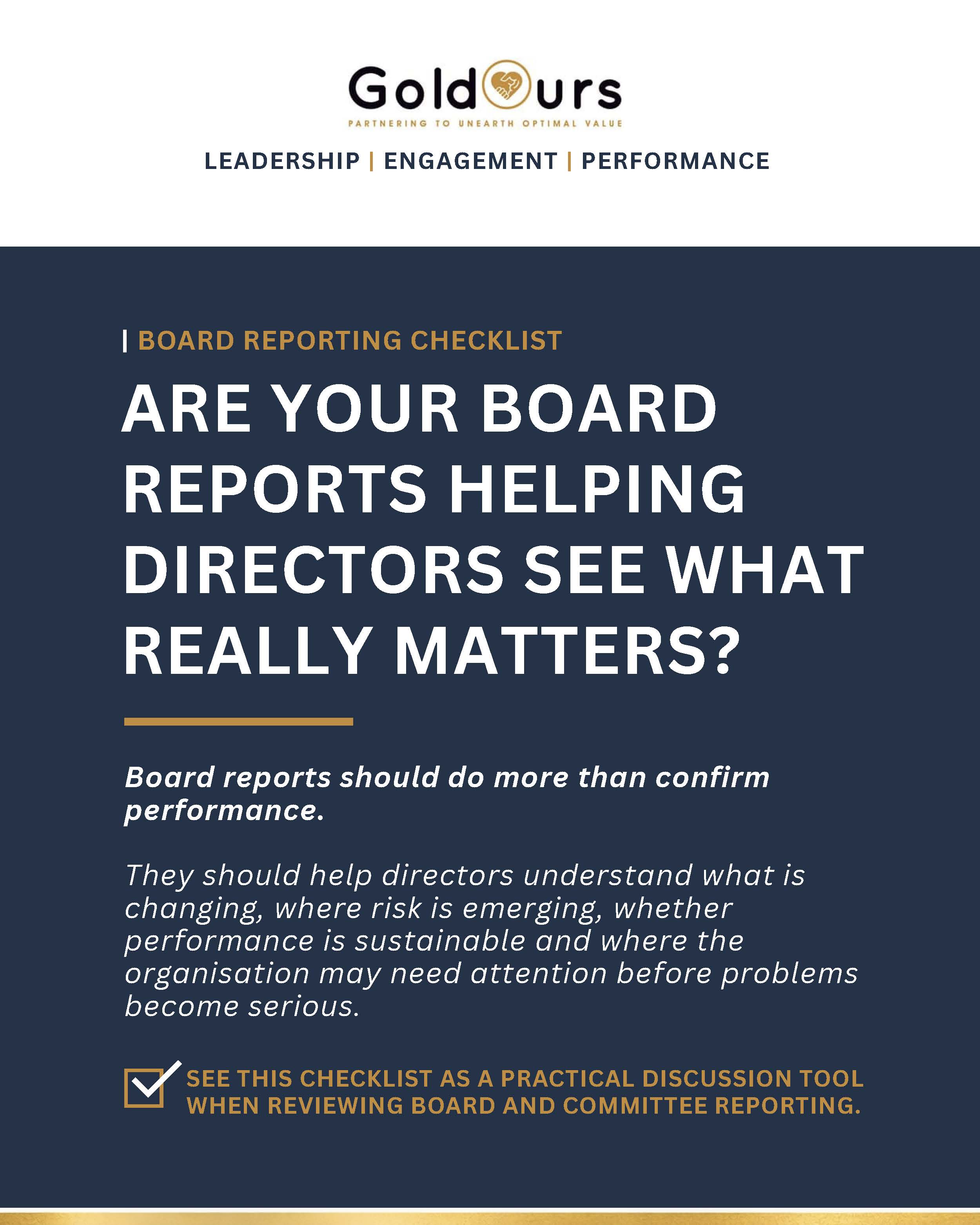 Goldours Board Reporting Self-Check